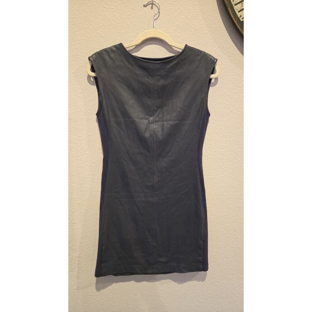 BCBGMaxAzria Karlee Women's Black Faux Leather Knee Length Dress XXS Zip‎ Detail